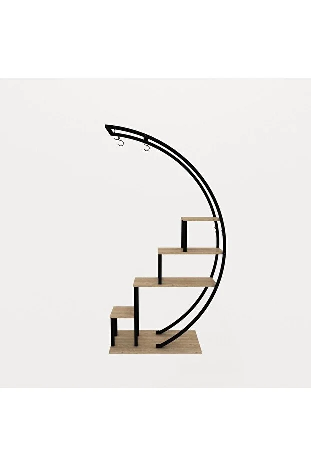 Siyah Dekoratif Metal Ahşap Çiçeklik